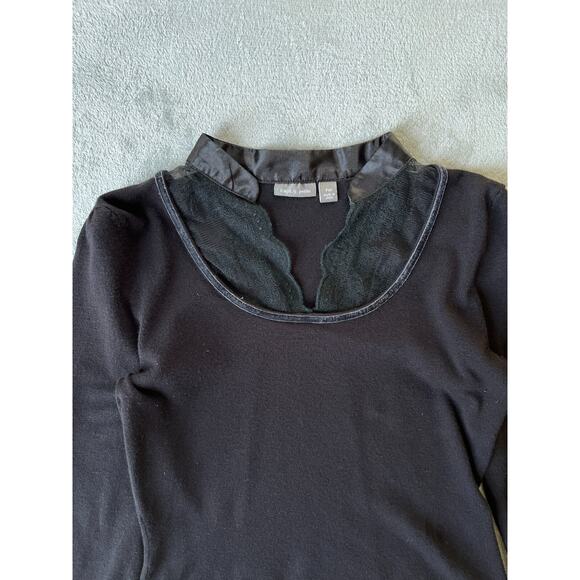 Vintage Y2K Black Lace Trim Top PM Medium Apt 9 Whimsigoth Stretchy Long Sleeved - Picture 5 of 14